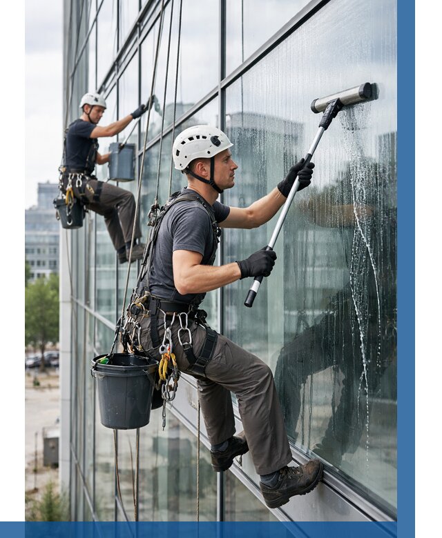 Мойка витражей альпинистами в Балтийске от 714 р. под ключ|ВЫСОТНИК-Блт