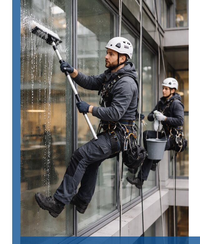 Профессиональная мойка витражей промышленными альпинистами в Балтийске