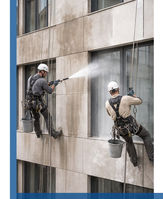 Послестроительная мойка фасада промышленным альпинизмом в Балтийске