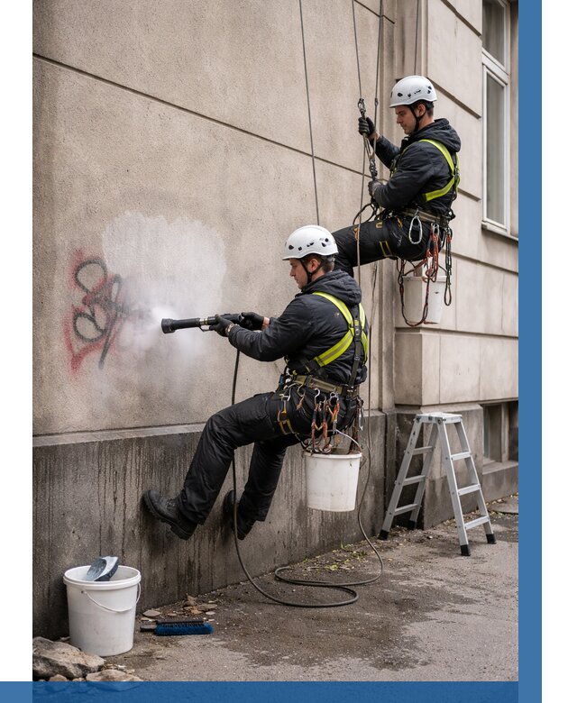 Удаление граффити с фасада в Балтийске от 4588 р. | ВЫСОТНИК-Блт