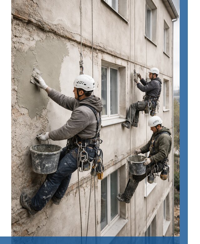 Ремонт штукатурного фасада в Балтийске от 765 р. под ключ | ВЫСОТНИК-Блт