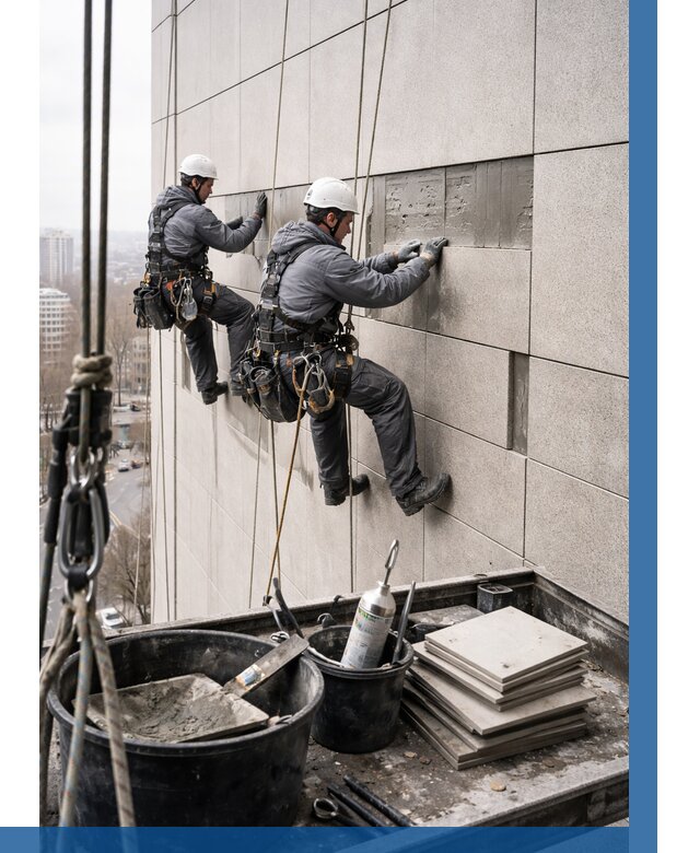 Ремонт фасада из керамогранита в Балтийске от 2549 р. | ВЫСОТНИК-Блт