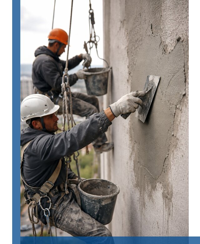 Штукатурка фасада на высоте в Балтийске профессиональные работы