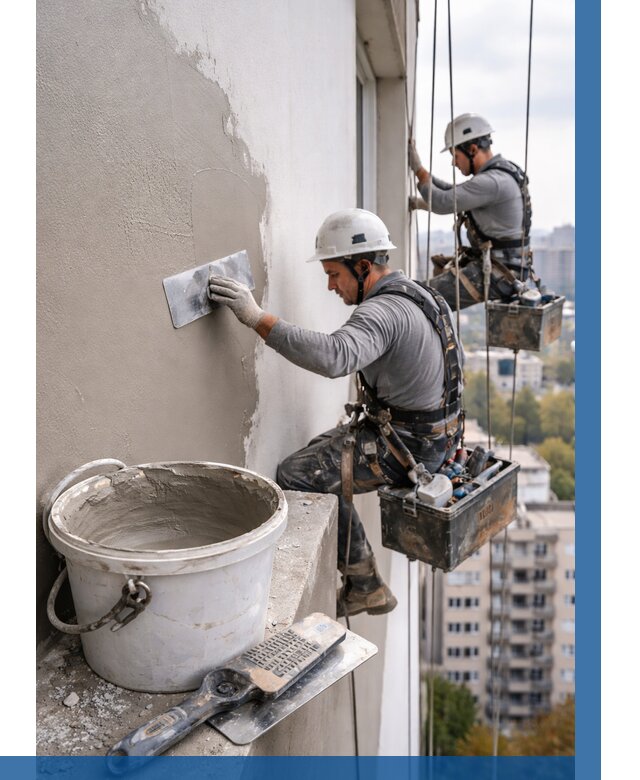 Шпаклевка фасада на высоте в Балтийске от 714 р. | ВЫСОТНИК-Блт