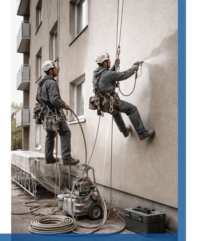 Безвоздушная покраска фасада в Балтийске от 224 р/м² | ВЫСОТНИК-Блт