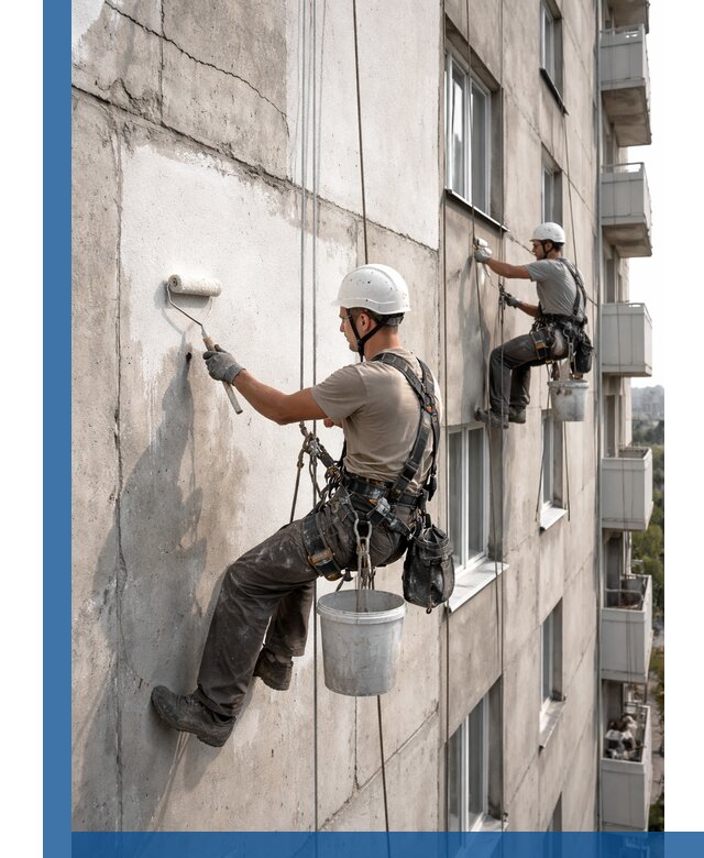 Покраска бетонного фасада в Балтийске для жилых и промышленных объектов