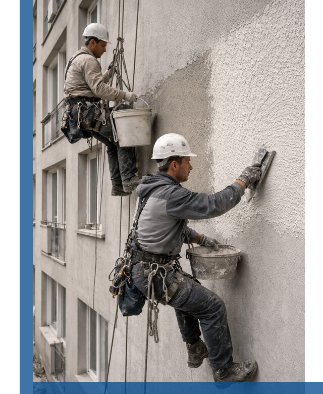 Нанесение декоративной штукатурки короед на фасад в Балтийске