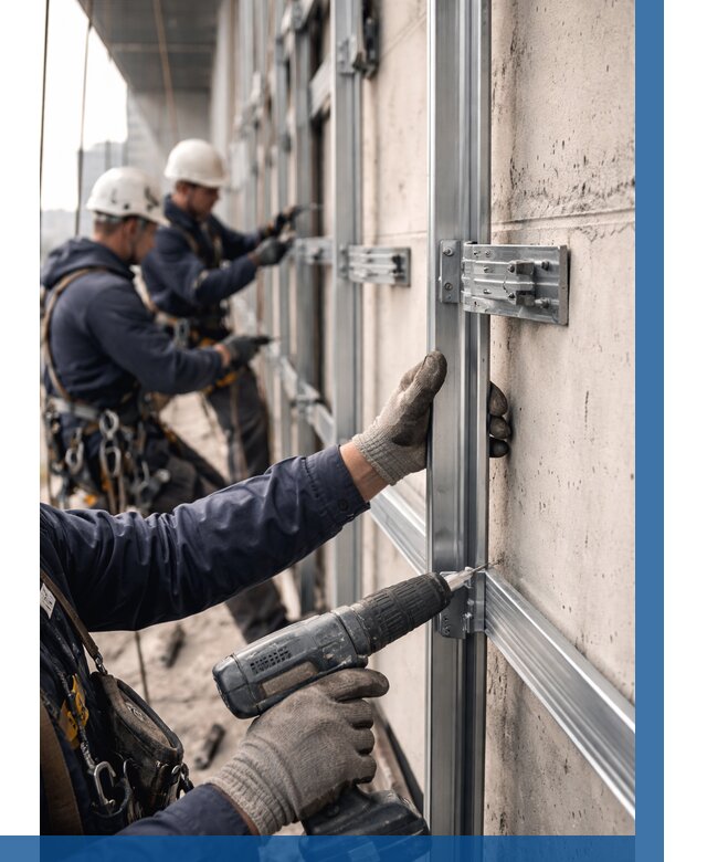 Монтаж подсистемы вентфасада в Балтийске от 867 р. | ВЫСОТНИК-Блт