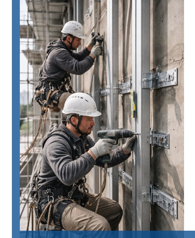 Монтаж и крепление подсистемы вентфасада в Балтийске