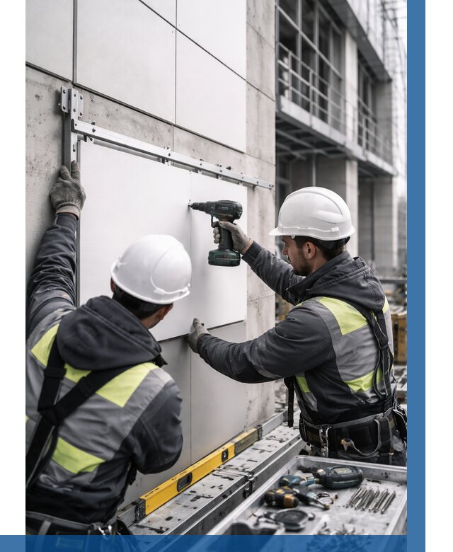 Монтаж композитных панелей фасада в Балтийске от 2549 р. | ВЫСОТНИК-Блт