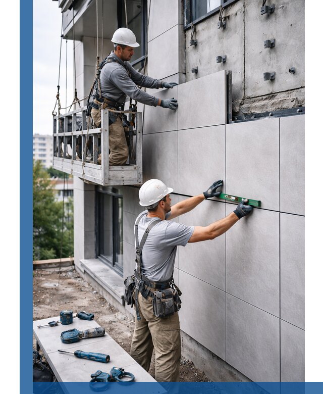 Монтаж керамогранита на фасад в Балтийске под ключ с гарантией качества