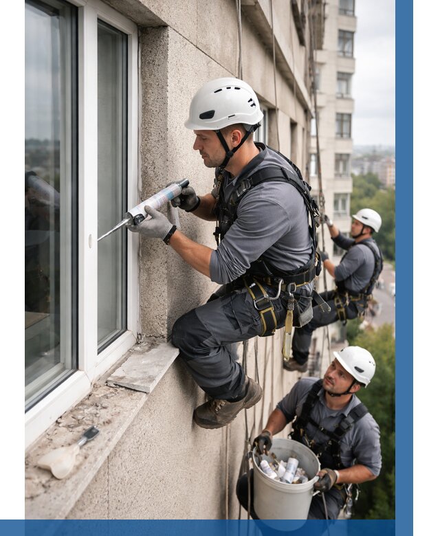 Герметизация оконных швов снаружи в Балтийске от 1529 р. | ВЫСОТНИК-Блт