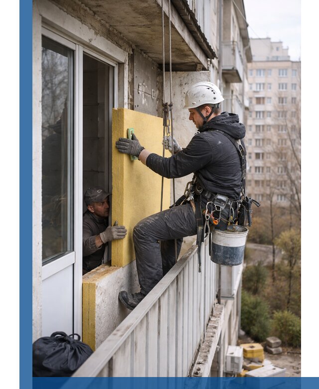 Профессиональное утепление балкона снаружи в Балтийске под ключ