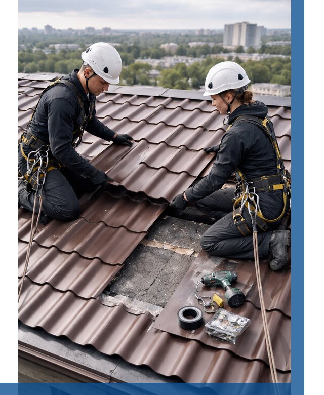 Ремонт металлочерепицы на крыше в Балтийске от 918 р. | ВЫСОТНИК-Блт