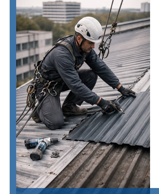 Ремонт профнастила на кровле в Балтийске, работы под ключ