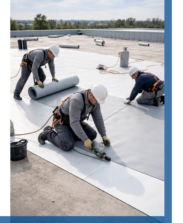 Монтаж мембранной кровли под ключ в Балтийске от 1223 р. | ВЫСОТНИК-Блт