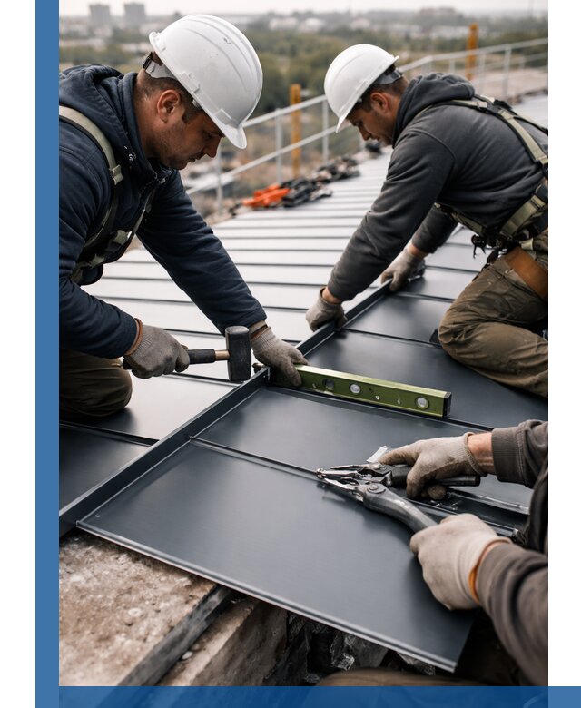 Монтаж фальцевой кровли в Балтийске для промышленных зданий