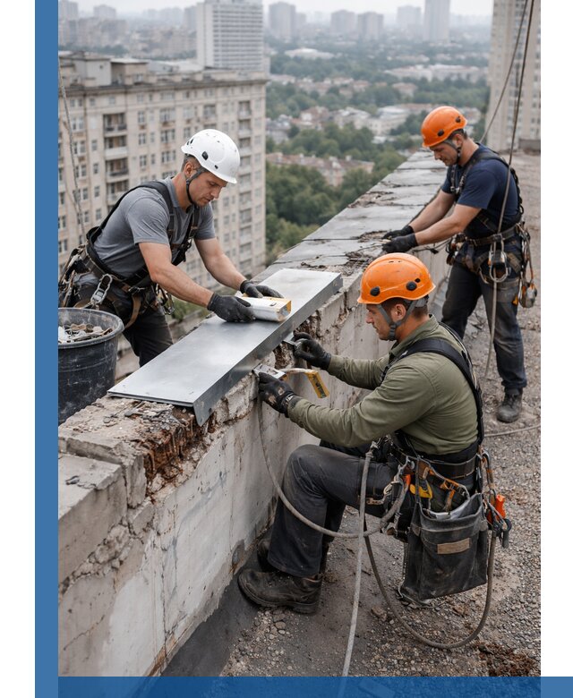 Ремонт парапета на кровле в Балтийске, высотные работы с гарантией