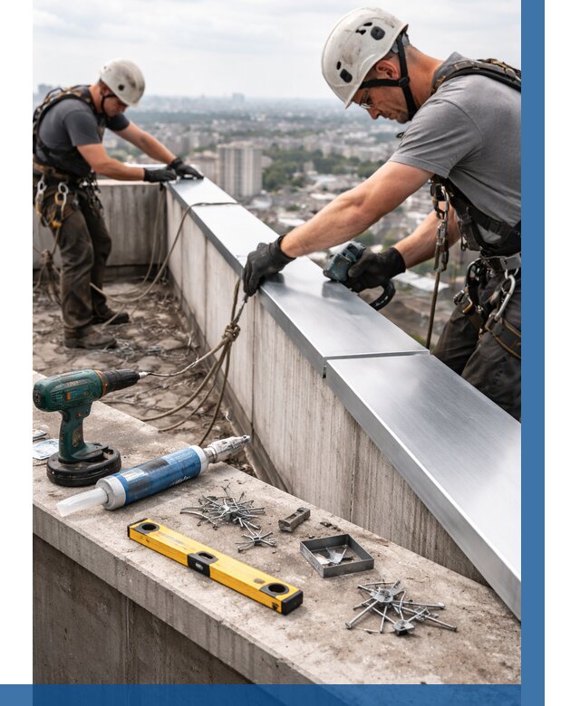 Монтаж парапетных крышек в Балтийске от 816 р. | ВЫСОТНИК-Блт