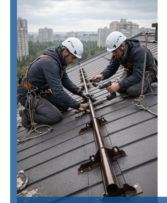 Монтаж снегозадержателей на кровле зданий в Балтийске под ключ