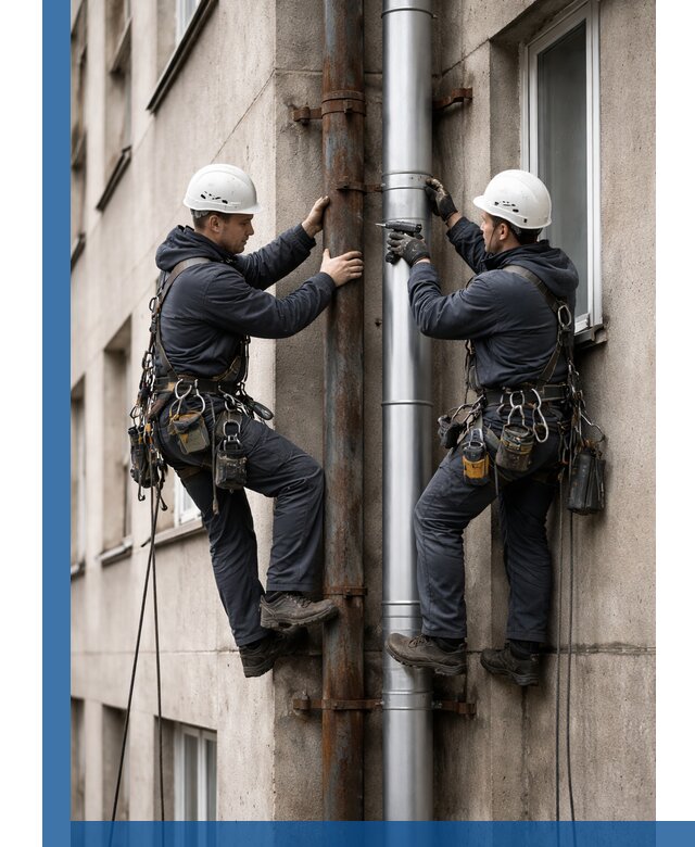 Замена водосточных труб в Балтийске: монтаж и демонтаж под ключ