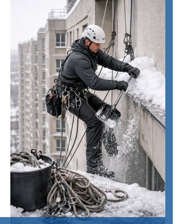 Очистка карнизов от снега в Балтийске от 306 р. | ВЫСОТНИК-Блт