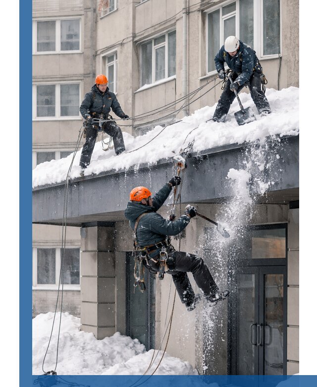 Безопасная очистка навесов от снега в Балтийске круглогодично