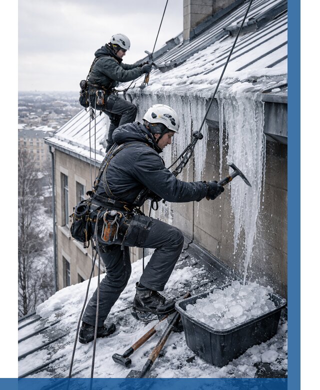 Удаление наледи с кровли в Балтийске от 5607 р. | ВЫСОТНИК-Блт