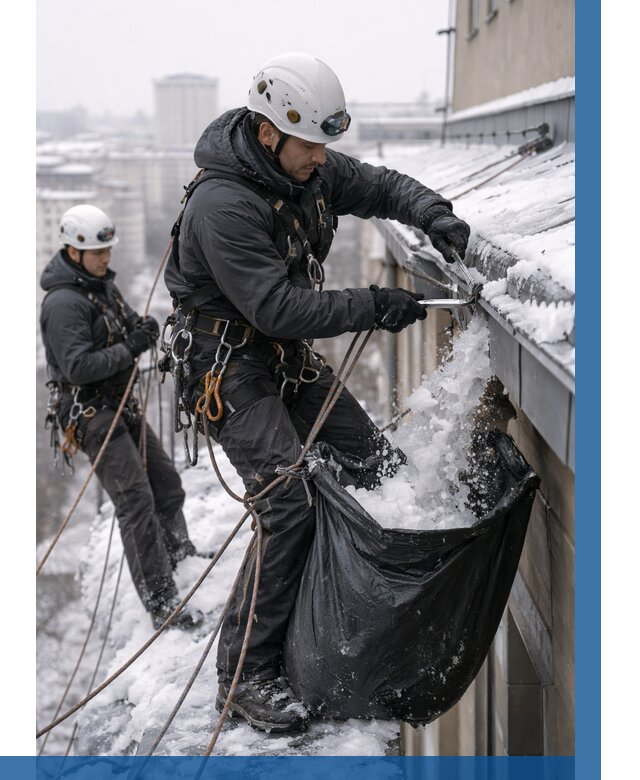 Аварийная очистка крыши в Балтийске под ключ от 306 р. | ВЫСОТНИК-Блт