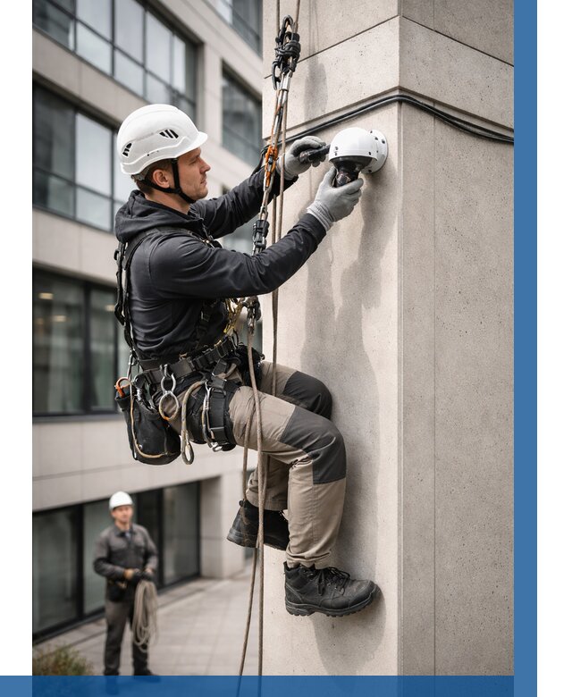 Монтаж камер видеонаблюдения на фасаде в Балтийске от 8666 р.-ВЫСОТНИК-Блт