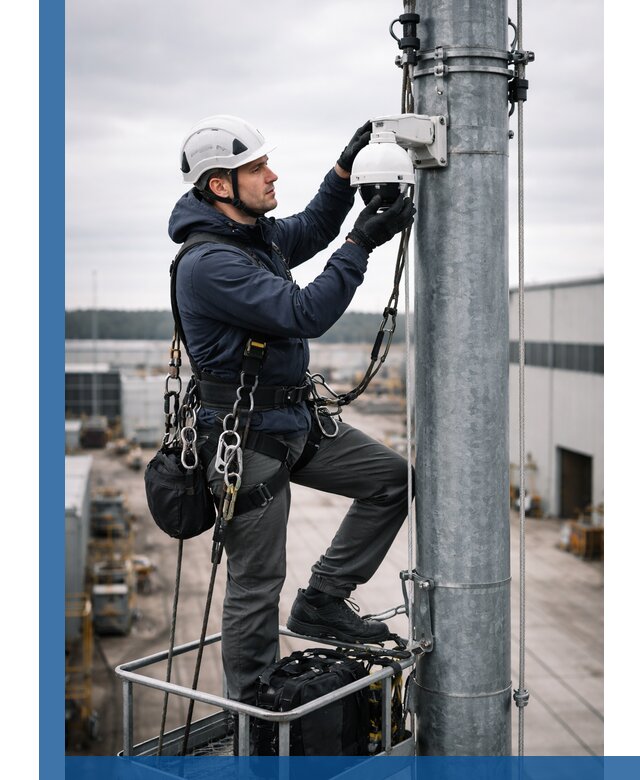 Профессиональная установка видеокамер на мачте в Балтийске