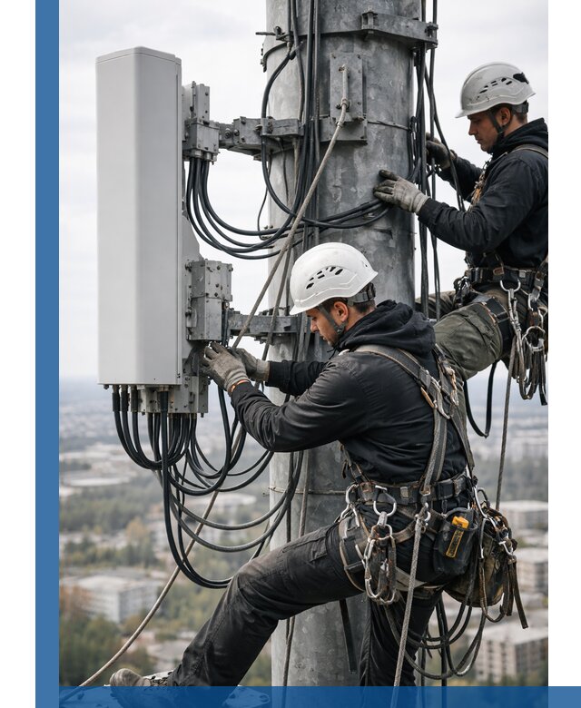 Монтаж оборудования связи на мачте в Балтийске с пусконаладкой