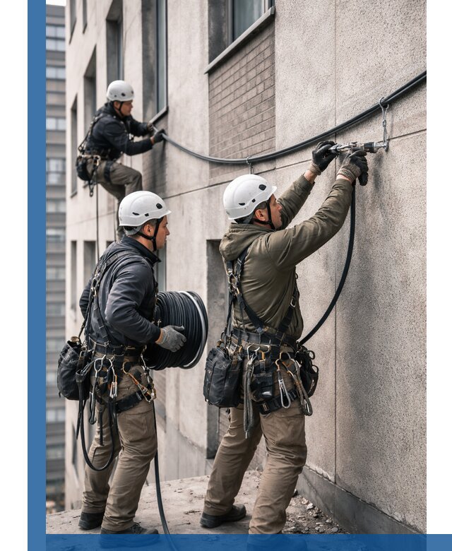 Прокладка кабеля по фасаду в Балтийске, профессиональный монтаж