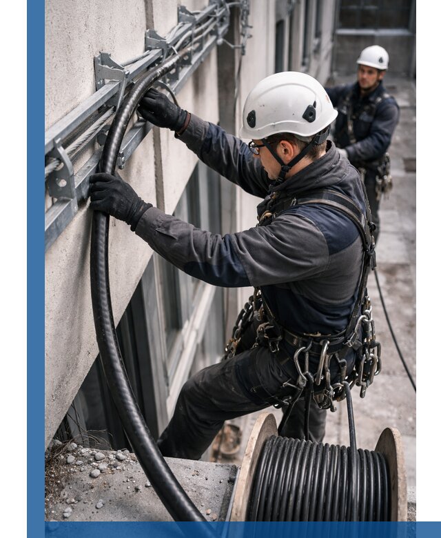 Протяжка кабеля питания на высоте в Балтийске с гарантией безопасности и качества