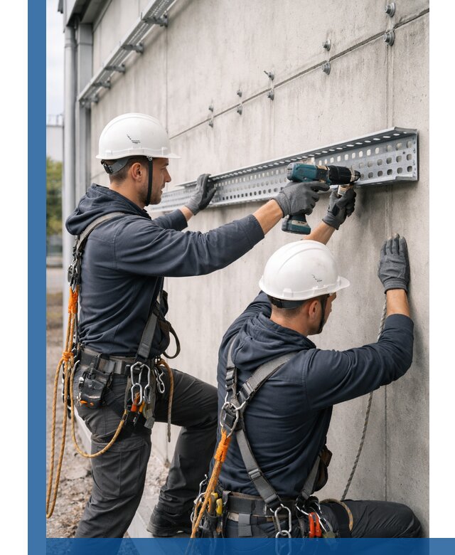 Монтаж кабельных лотков на фасаде зданий в Балтийске с гарантией