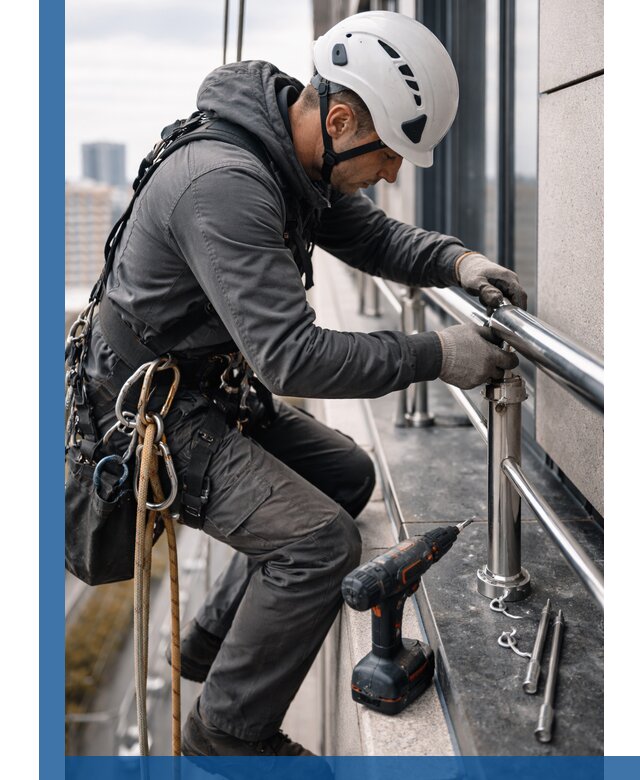 Монтаж ограждений на высоте в Балтийске для зданий и конструкций