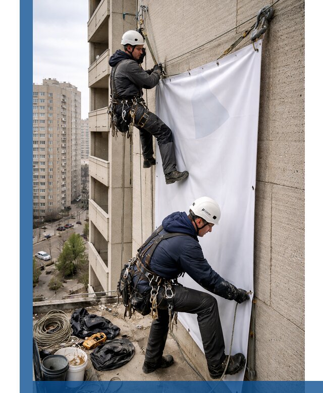 Профессиональный монтаж баннеров на фасаде в Балтийске