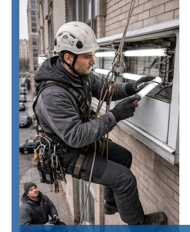 Профессиональная замена ламп в наружной вывеске в Балтийске