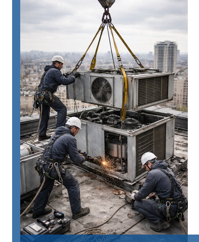 Демонтаж крышной установки в Балтийске любой сложности