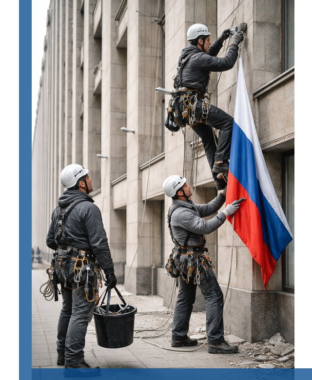 Профессиональная установка флагов на фасаде в Балтийске