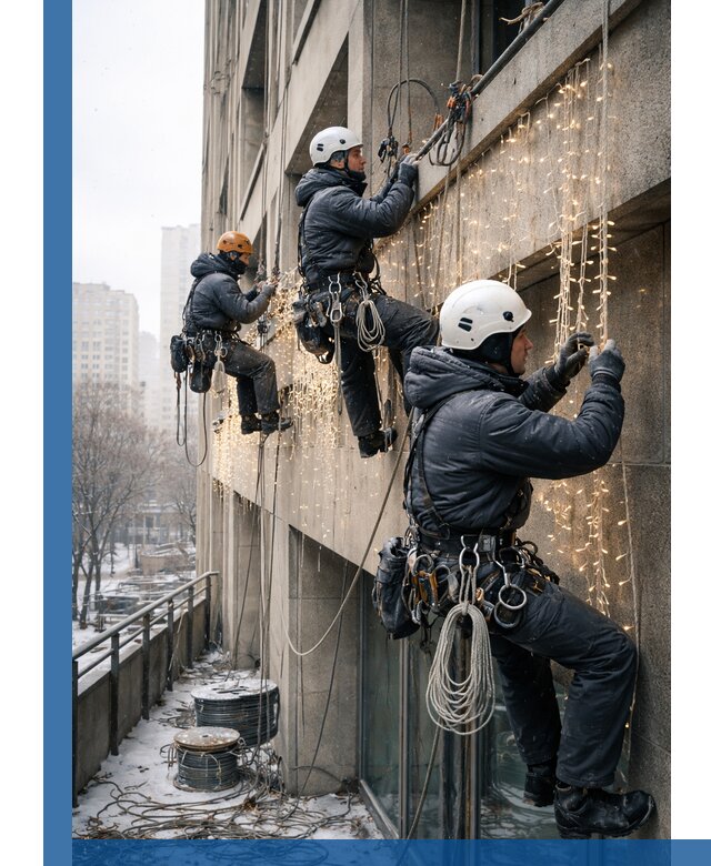 Монтаж новогодней иллюминации и украшение фасадов в Балтийске