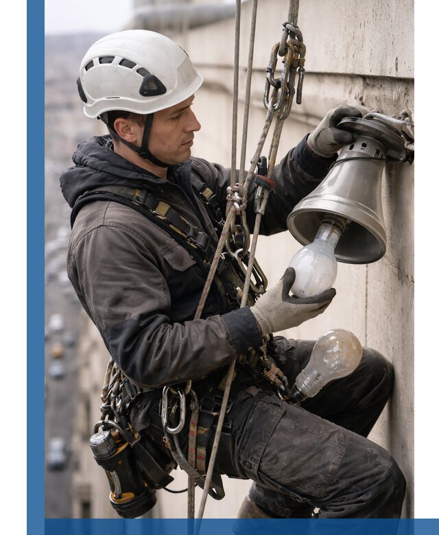 Замена ламп на высоте в Балтийске профессионально и быстро