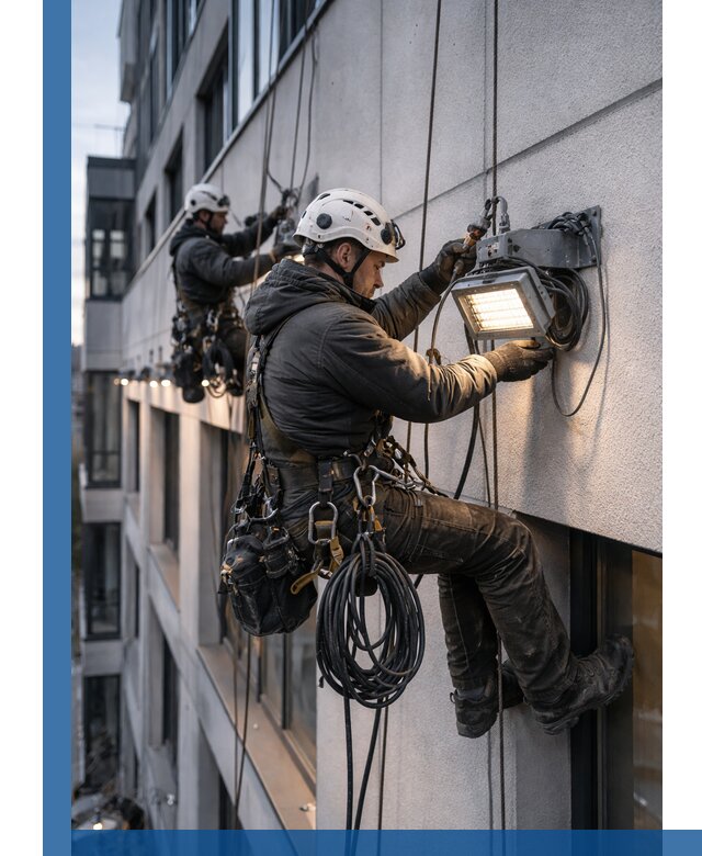 Монтаж фасадного освещения в Балтийске установка и подключение