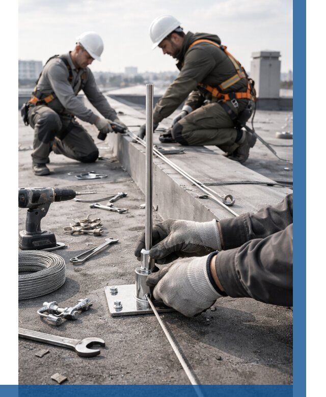 Монтаж молниезащиты на кровле в Балтийске цена от 25488 р. | ВЫСОТНИК-Блт