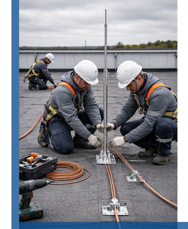 Монтаж молниезащиты на кровле в Балтийске под ключ с гарантией