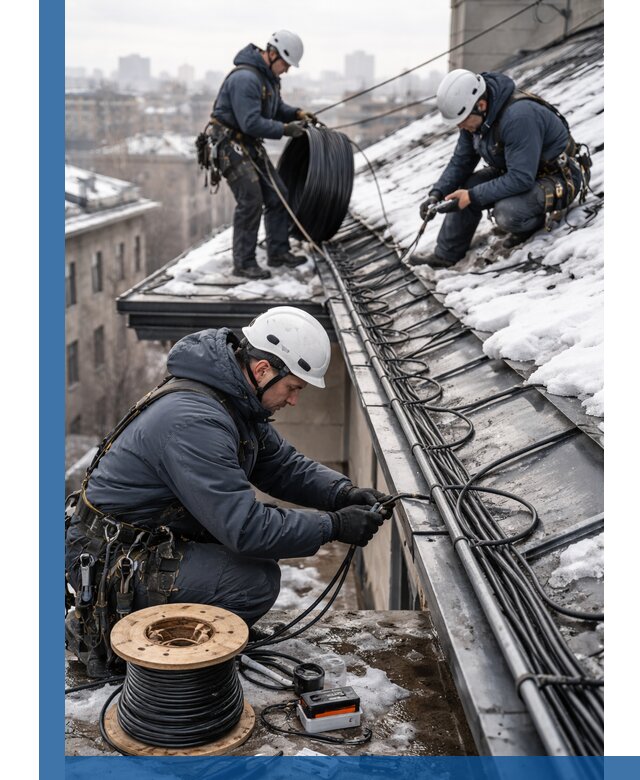Монтаж греющего кабеля на кровле в Балтийске под ключ