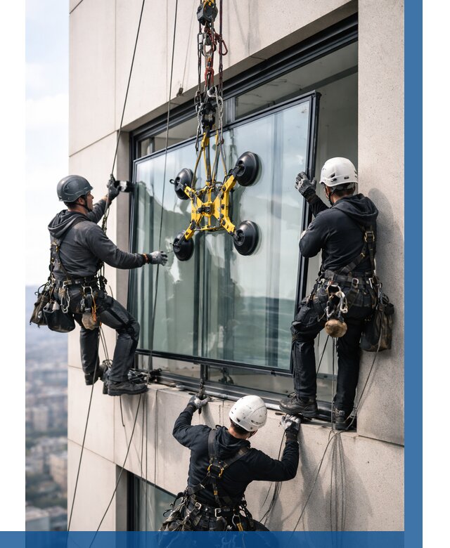 Монтаж стеклопакетов на высоте в Балтийске от 3262 р. | ВЫСОТНИК-Блт