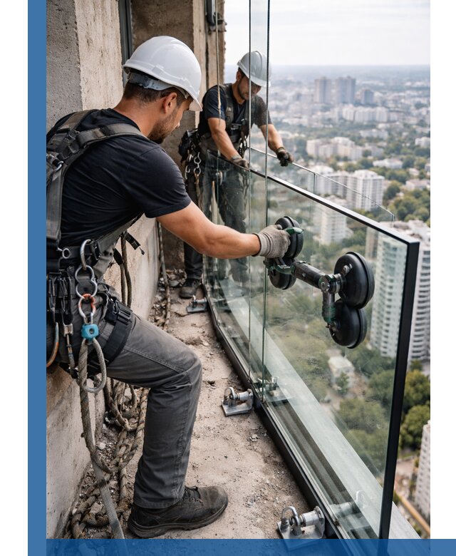 Монтаж стеклянных ограждений под ключ с гарантией в Балтийске
