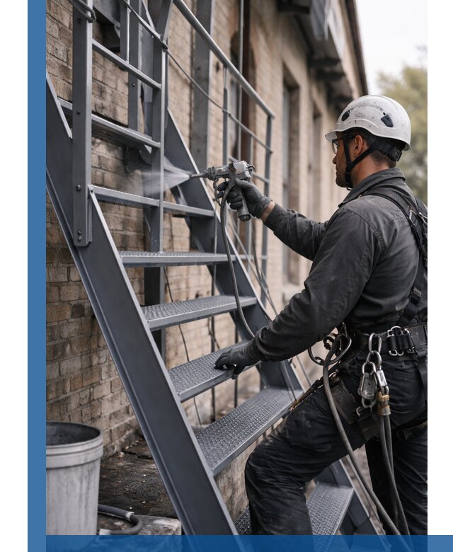 Покраска и антикоррозионная защита пожарных лестниц в Балтийске