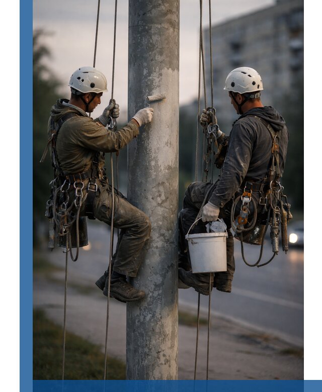 Покраска опор освещения и антикоррозийная защита в Балтийске